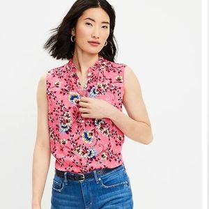 Loft Floral Sleveless Ruffle Shell XXS